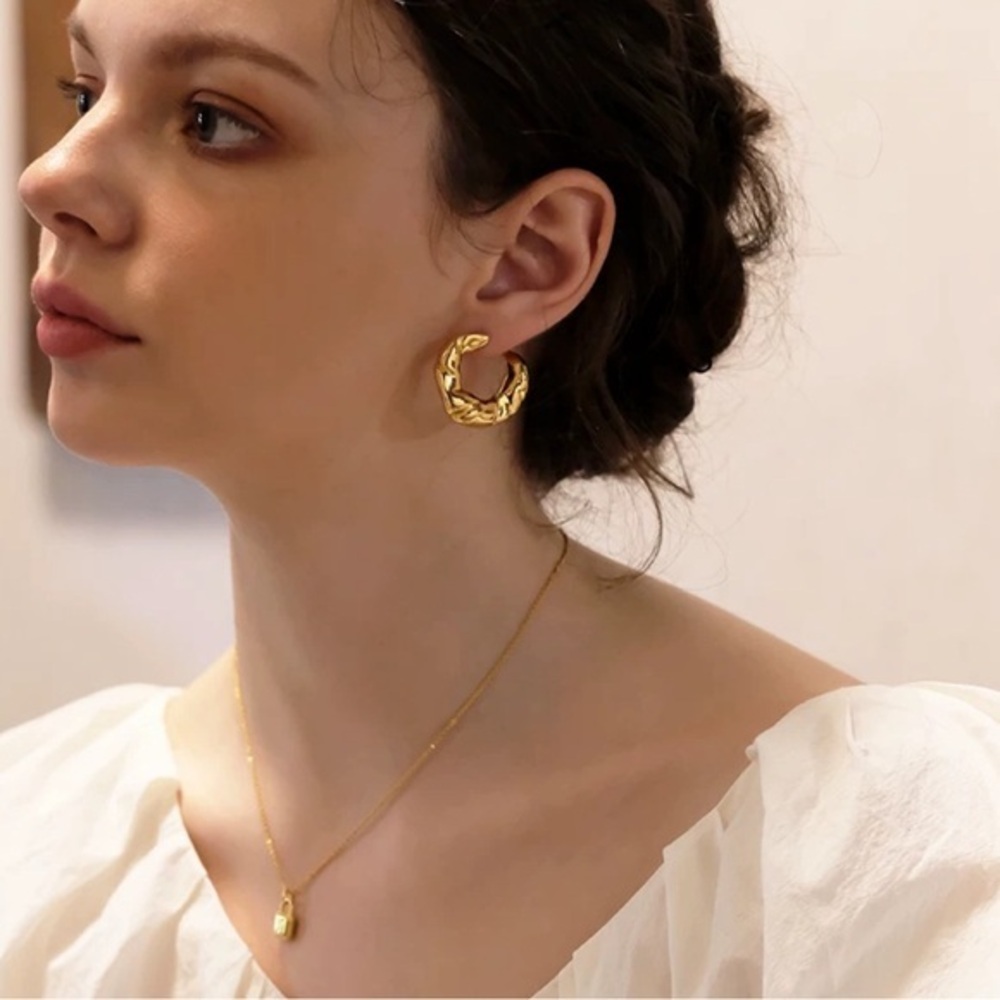 Boho Heritage Hoop 18K Gold Plated Earrings